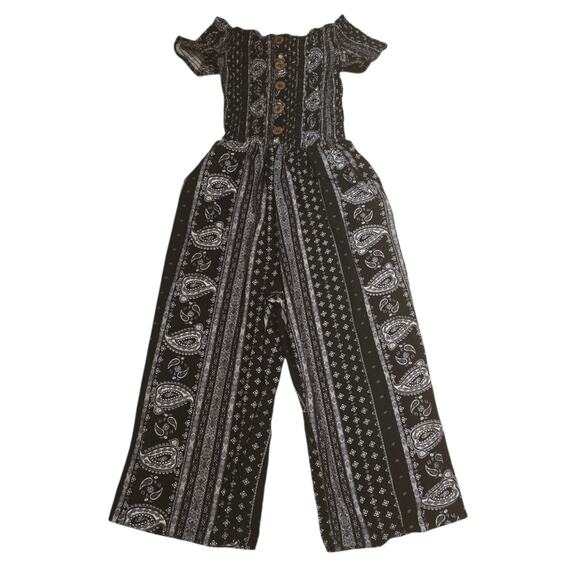 J for Justify Pants - J for Justify black and white paisley jumpsuit with pockets, size large